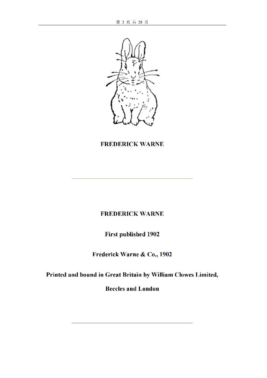 彼得兔系列英语绘本The Tale Of PETER RABBIT.pdf,第2页预览
