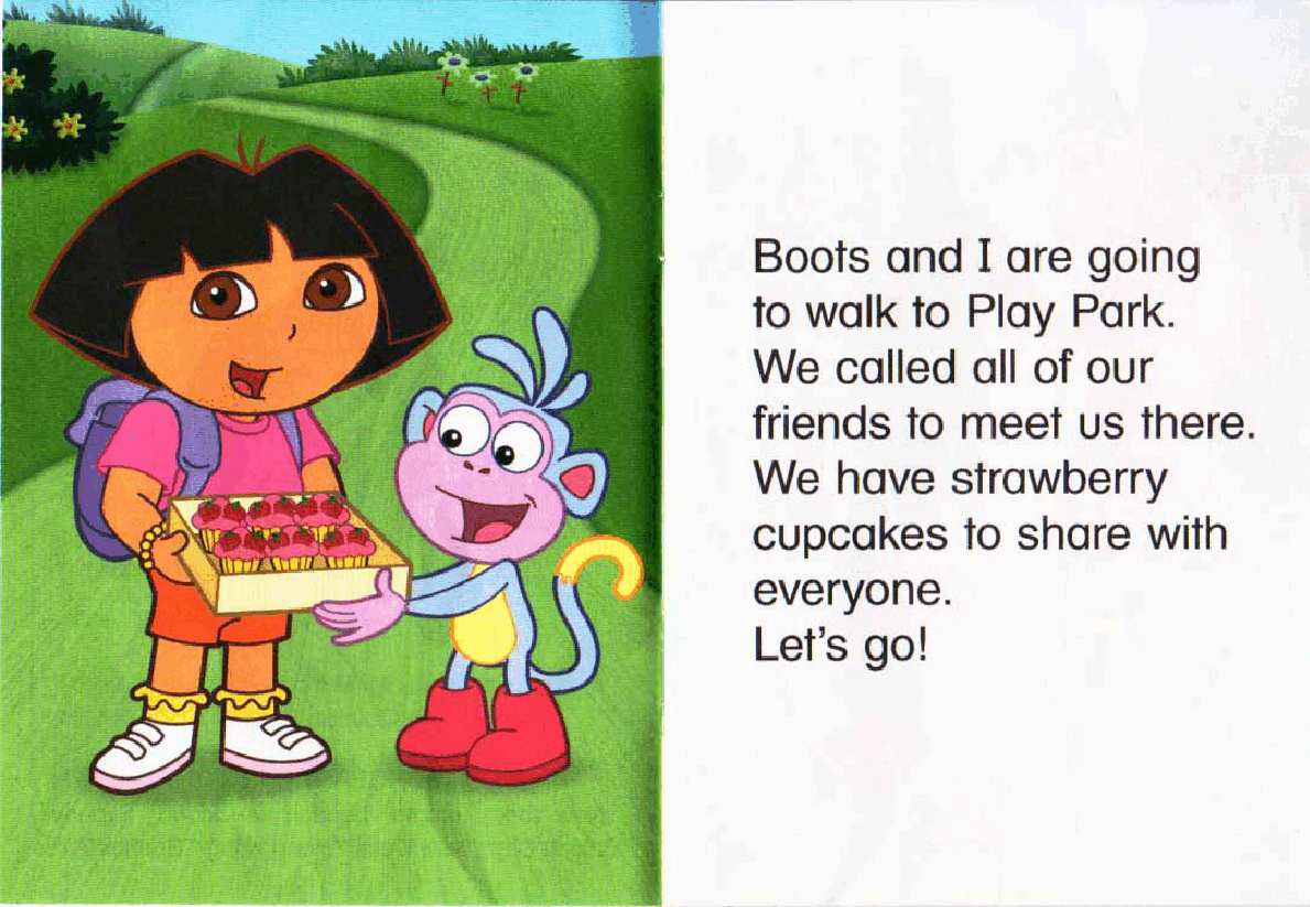 36本爱探险的朵拉英文绘本a walk to play park.pdf,第3页预览