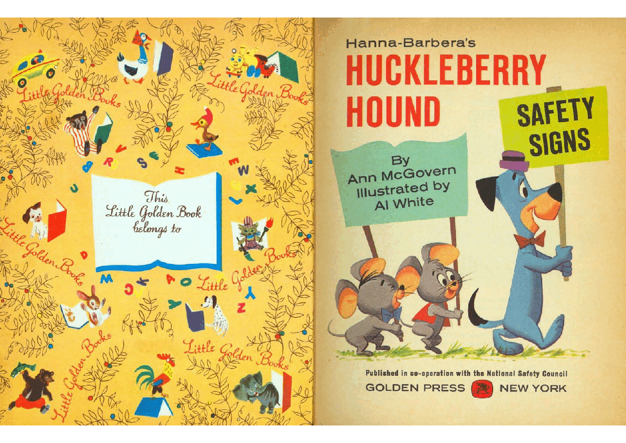 名家精选英语绘本Little Golden Book Huckleberry Hound - Safety Signs (1961) (goldengems).pdf,第2页预览