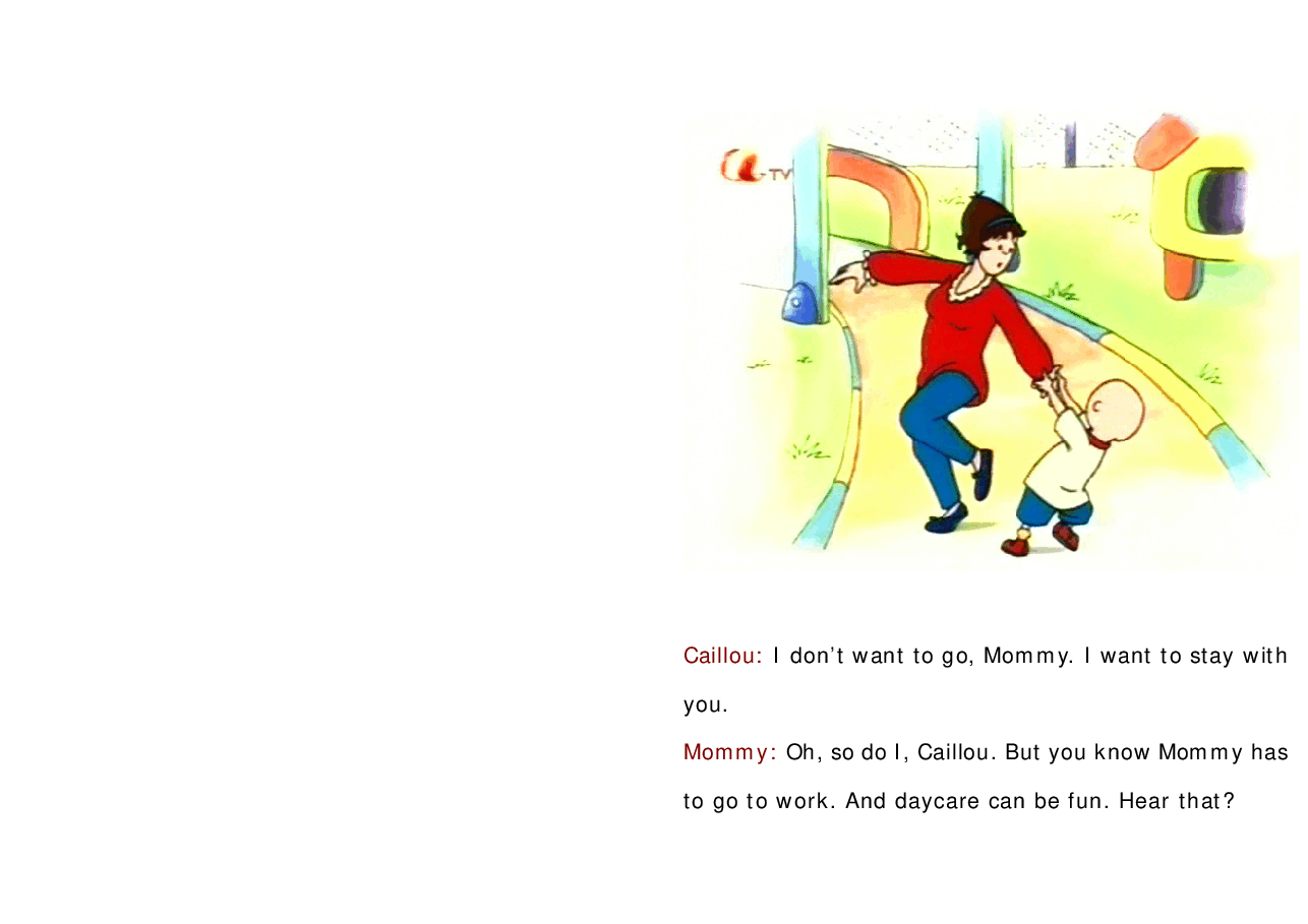 卡由英文绘本Caillou at Daycare.pdf,第3页预览