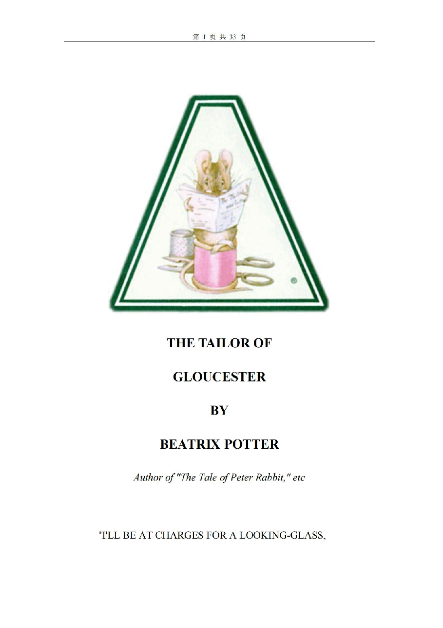 彼得兔系列英语绘本The Tailor of Gloucester.pdf，第1页预览