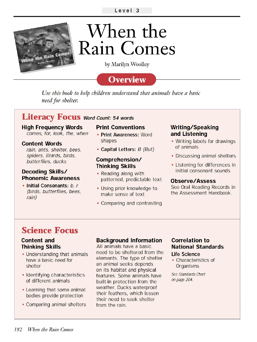国家地理少儿百科入门级Emergent12 when the rain comes 教学指导.pdf,第1页预览