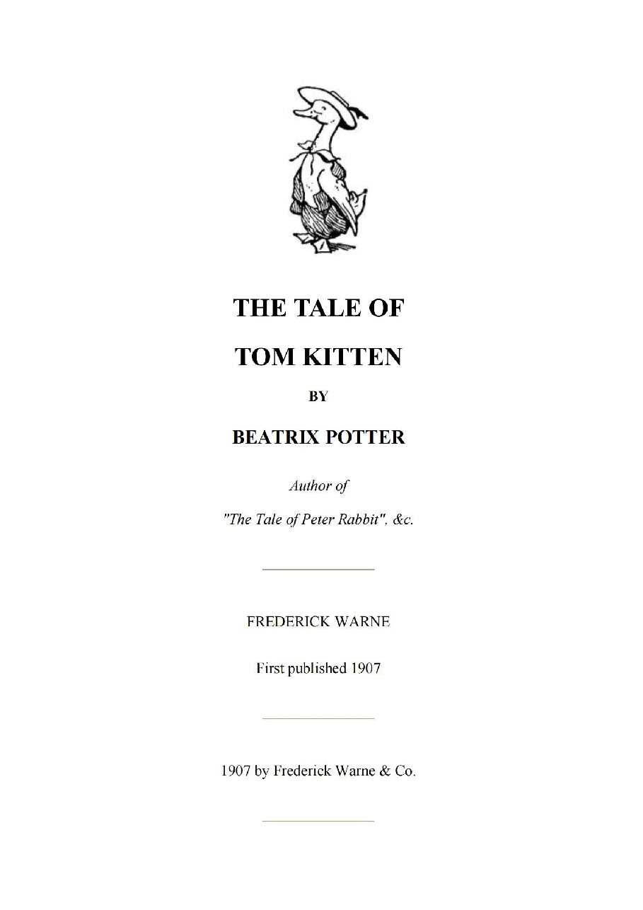 彼得兔系列英语绘本THE TALE OF TOM KITTEN.pdf,第2页预览