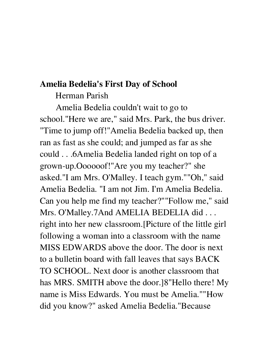 糊涂的女佣系列英文绘本Amelia Bedelia's First Day of School - Herman Parish.pdf,第2页预览