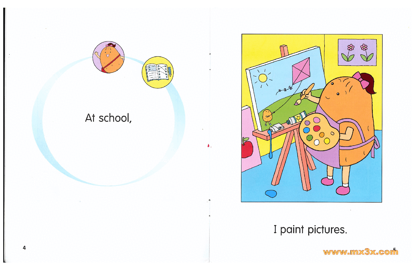 牛津马铃薯小子英文绘本Potato Pals 1B-at school.pdf，第4页预览