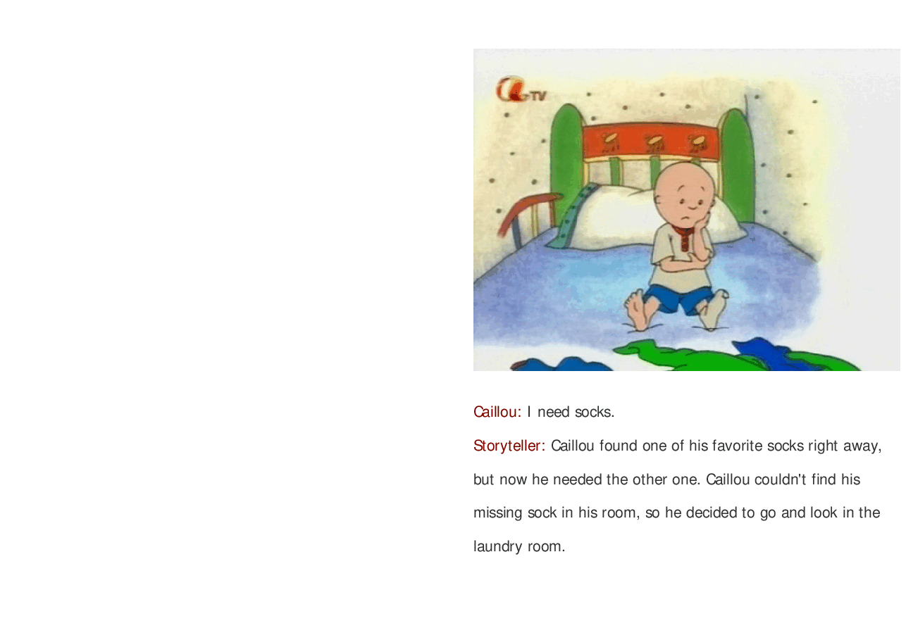 卡由英文绘本Caillou's missing sock.pdf,第3页预览