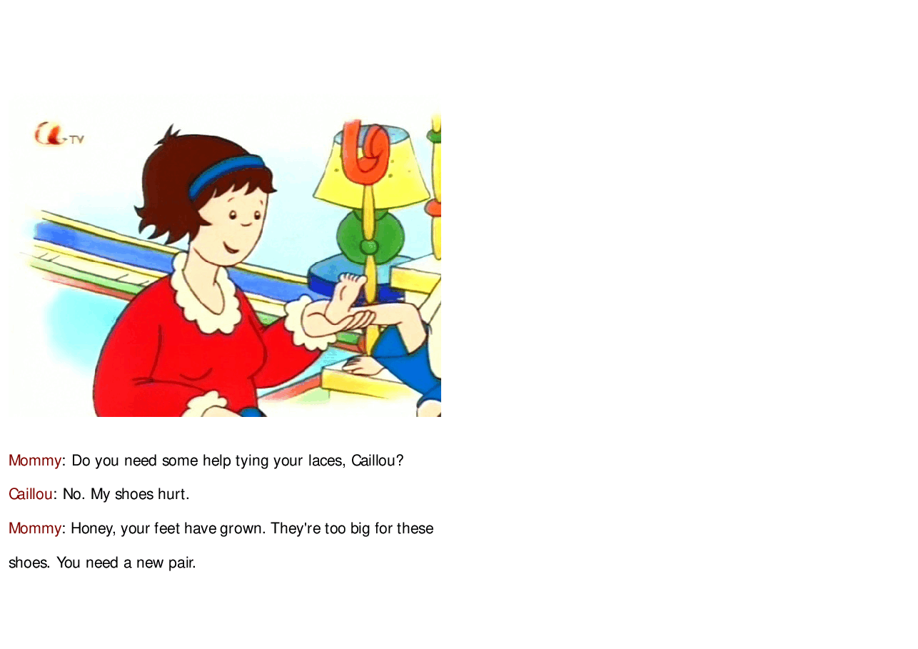 卡由英文绘本Caillou's new shoes.pdf,第4页预览