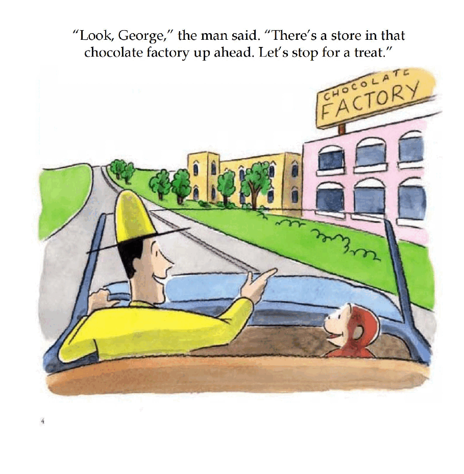 好奇的乔治英文绘本系列Curious George Goes to a Chocolate Factory.pdf，第4页预览