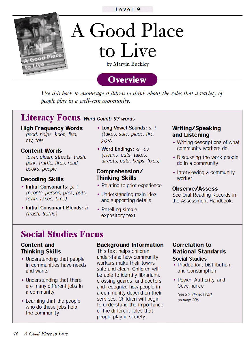 国家地理少儿百科提高级Early08 A Good Place to Live 教学指导.pdf,第1页预览