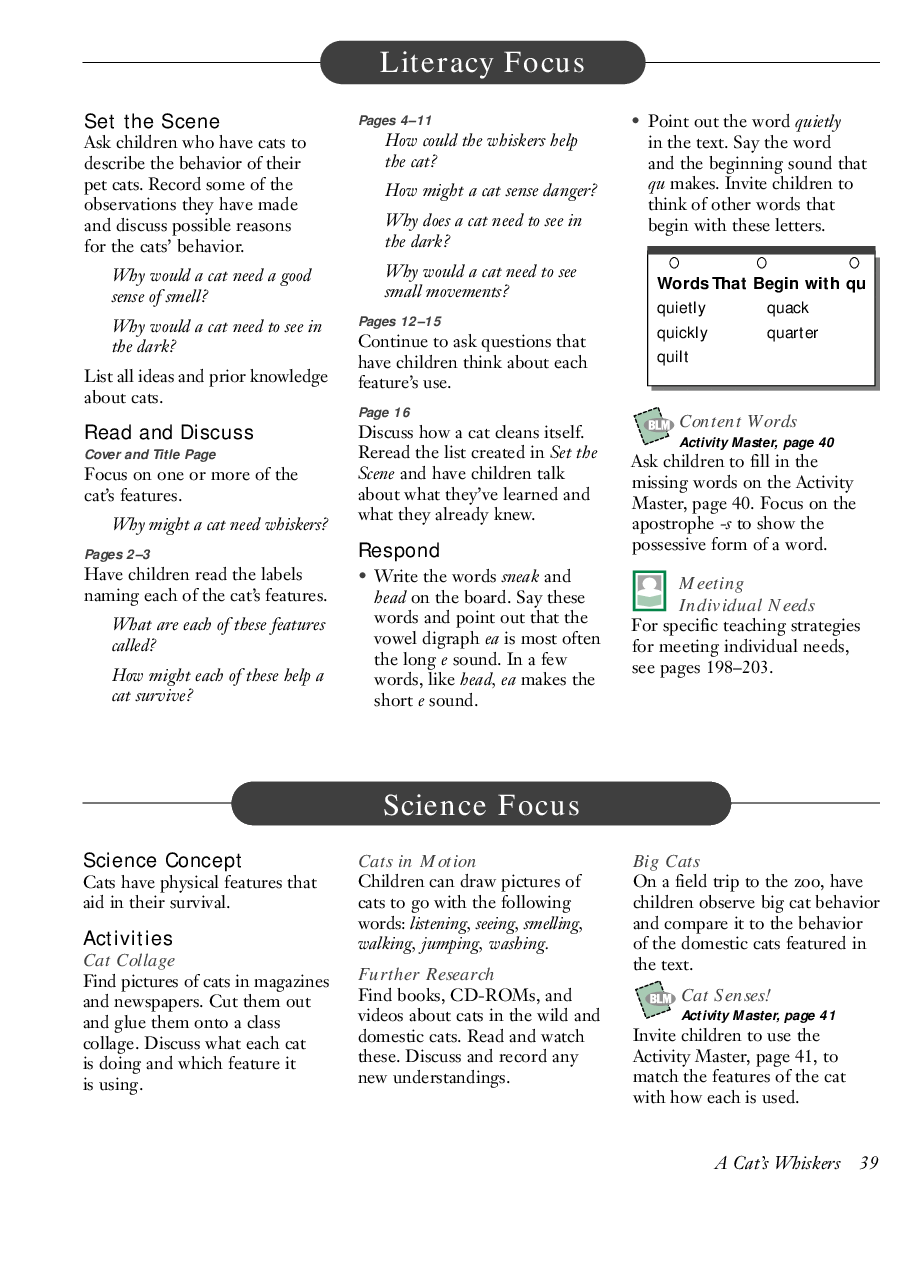 国家地理百科流利级英文绘本Fluent13 a cat's whiskers 教学指导.pdf,第2页预览