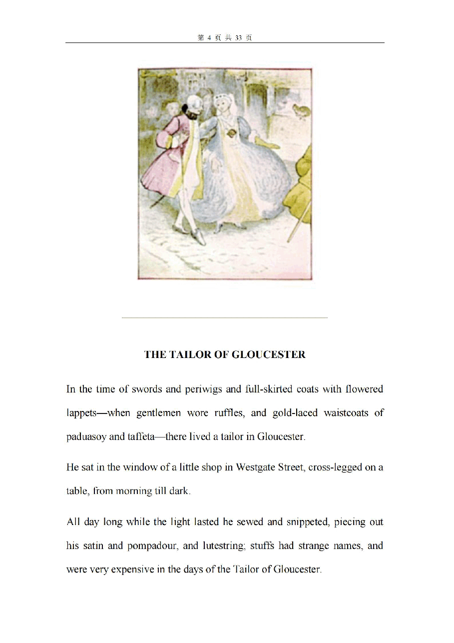 彼得兔系列英语绘本The Tailor of Gloucester.pdf，第4页预览