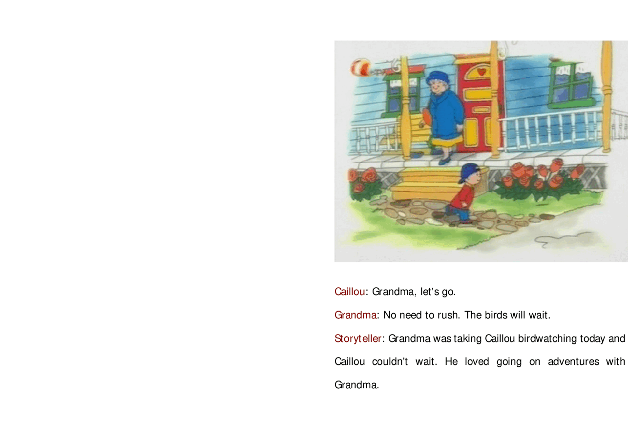 卡由英文绘本Caillou goes birdwatching.pdf,第3页预览