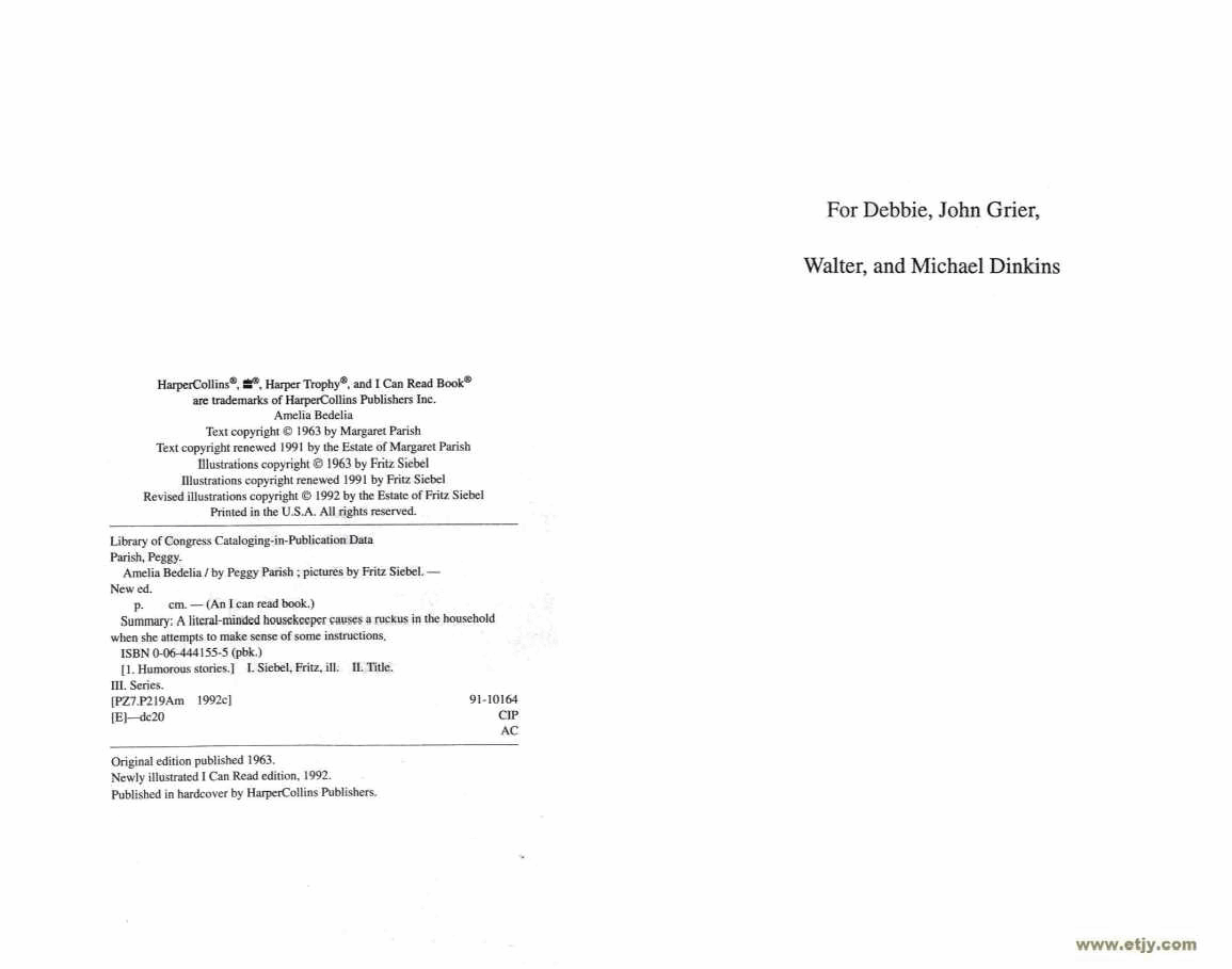 糊涂的女佣系列英文绘本Amelia Bedelia (Introducing).pdf，第4页预览