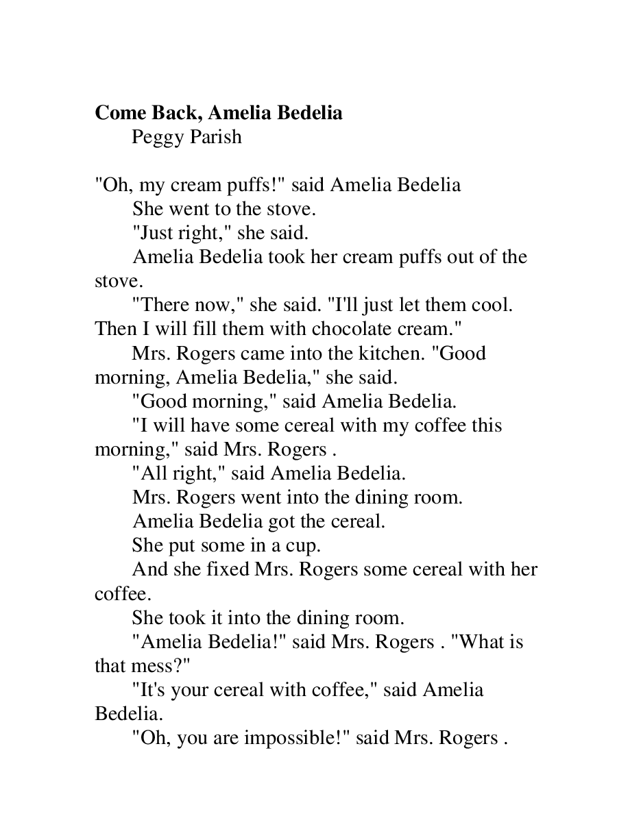 糊涂的女佣系列英文绘本Come Back, Amelia Bedelia - Peggy Parish.pdf,第2页预览