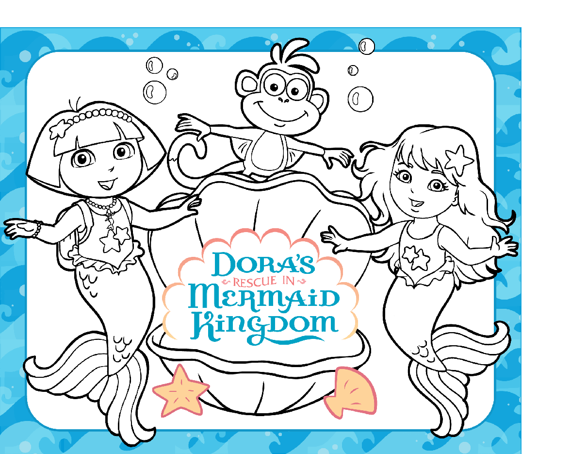 36本爱探险的朵拉英文绘本Dora's Mermaid Kingdom Coloring Pack.pdf,第1页预览