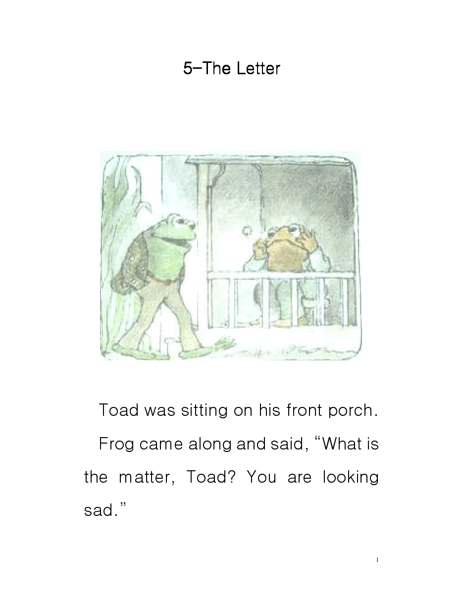 20本青蛙和蟾蜍英文绘本05 The Letter.pdf,第1页预览