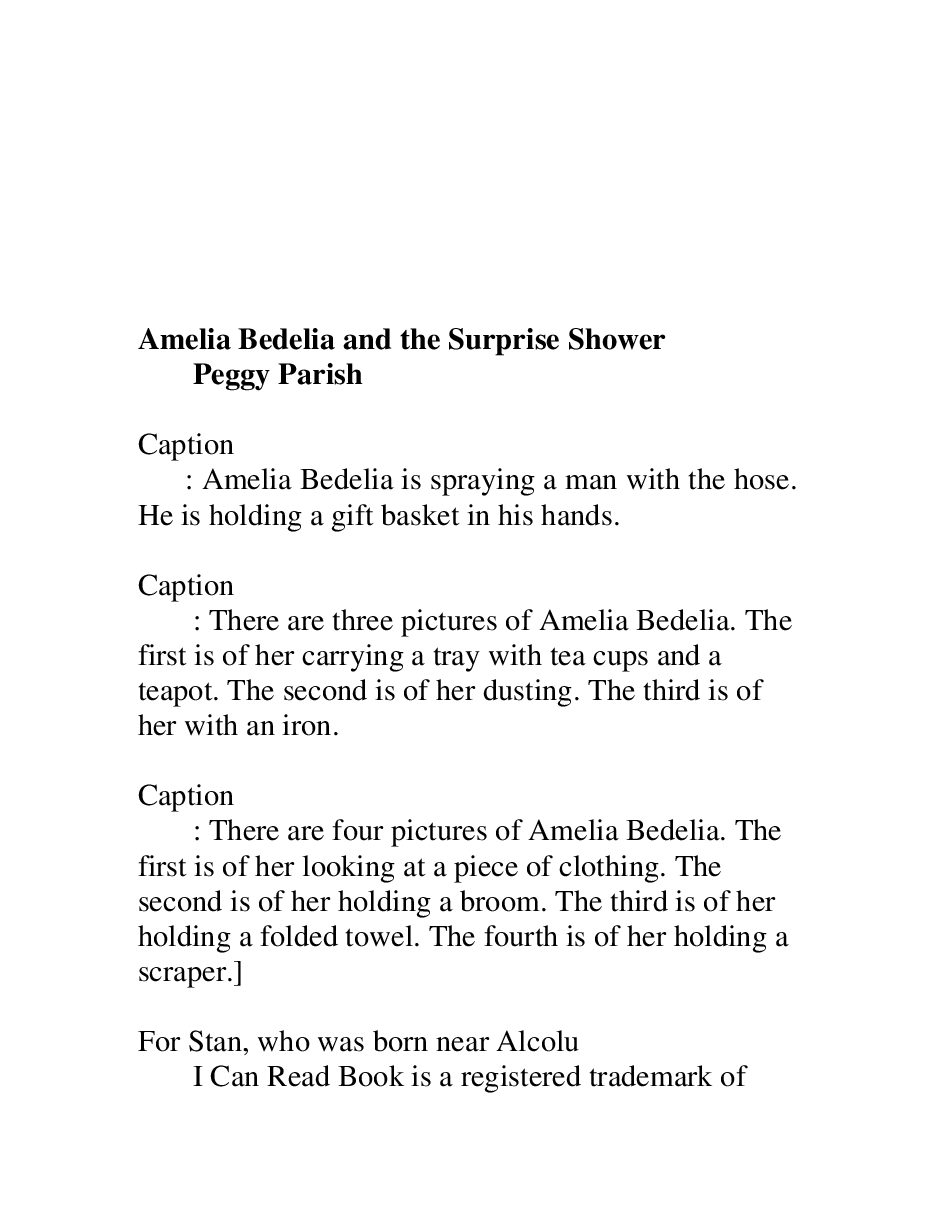 糊涂的女佣系列英文绘本Amelia Bedelia and the Surprise Shower - Barbara Siebel Thomas (Illustrator).pdf,第2页预览