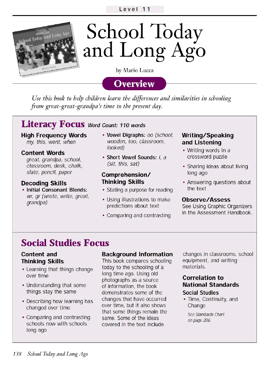 国家地理少儿百科提高级Early20 School Today and Long Ago 教学指导.pdf,第1页预览