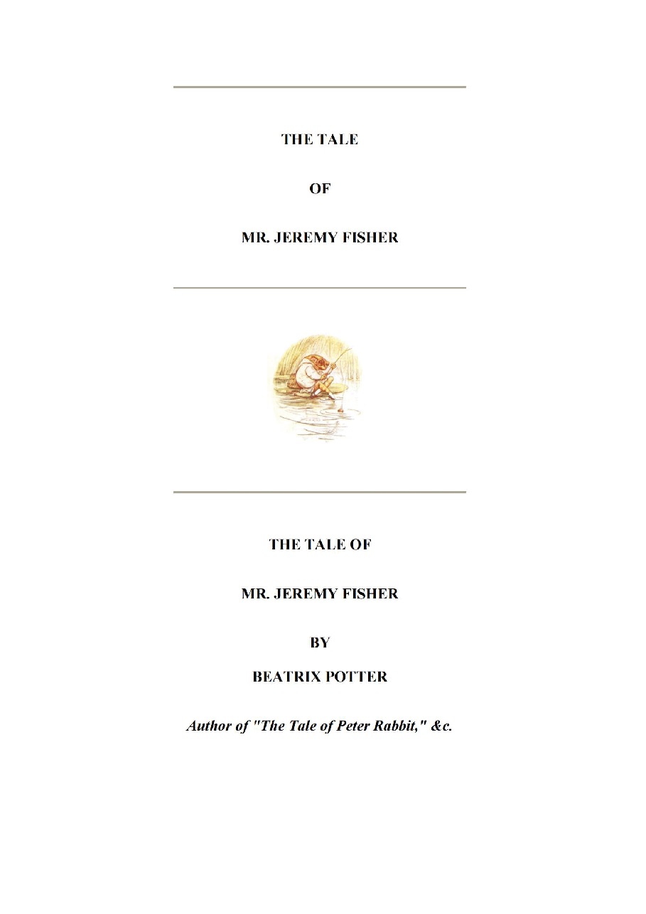 彼得兔系列英语绘本The Tale of Mr. Jeremy Fisher.pdf,第2页预览