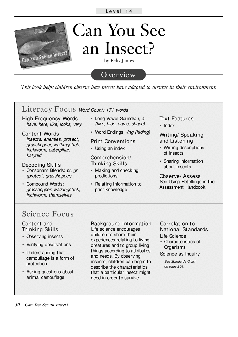 国家地理百科流利级英文绘本Fluent05 can you see an insect 教学指导.pdf,第1页预览