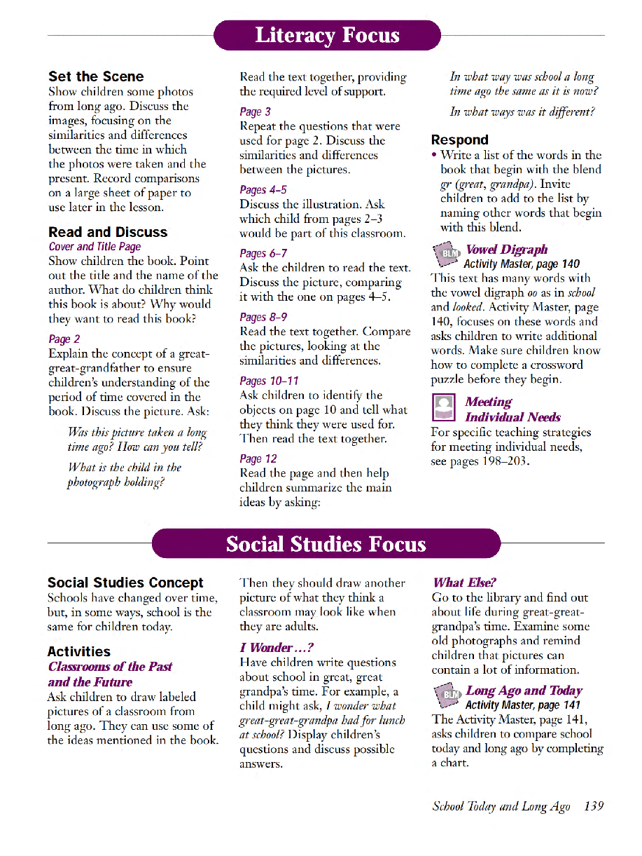 国家地理少儿百科提高级Early20 School Today and Long Ago 教学指导.pdf,第2页预览