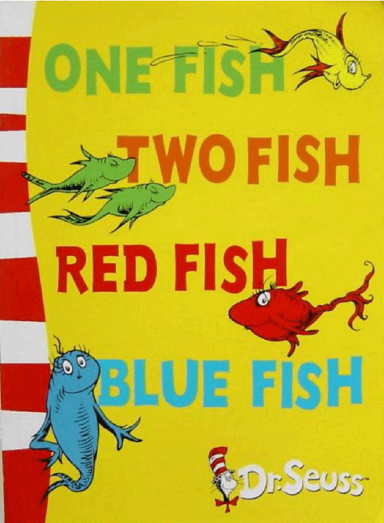 世界TOP50初级启蒙绘本One Fish Two Fish Red Fish Blue Fish双页版.pdf,第1页预览