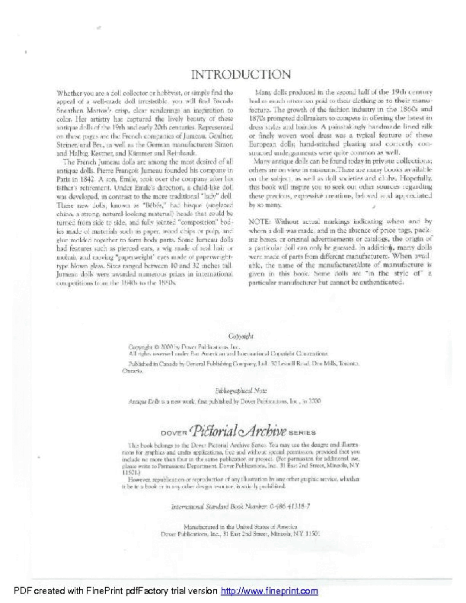 Dover Coloring Book - Antique Dolls (2000) (LQ).pdf,第3页预览