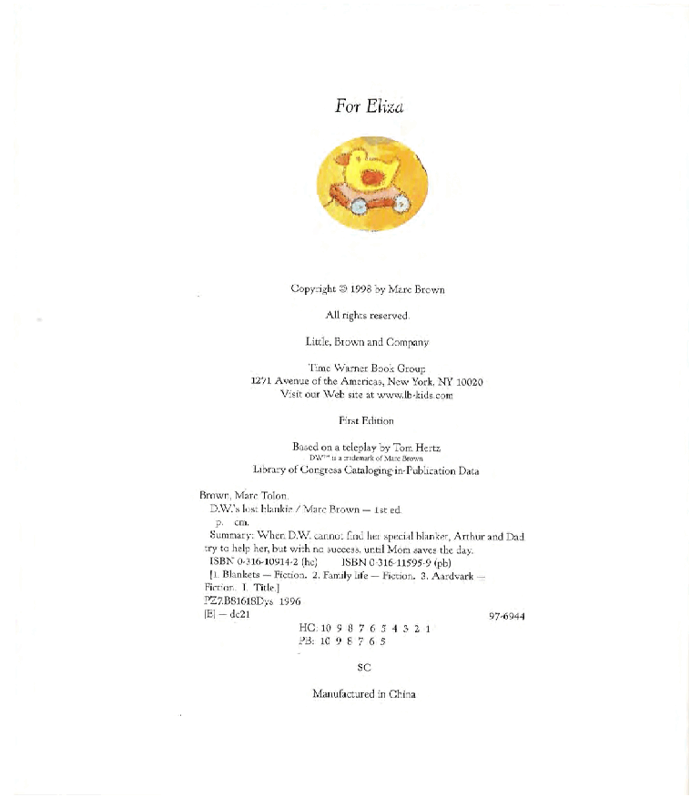 Arthur的妹妹D.W.的故事系列—D.W.Lost_Blankie.pdf,第4页预览