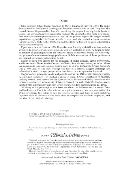 Dover Coloring Book - Color Your Own Degas Paintings (2002) (LQ).pdf，第2页预览