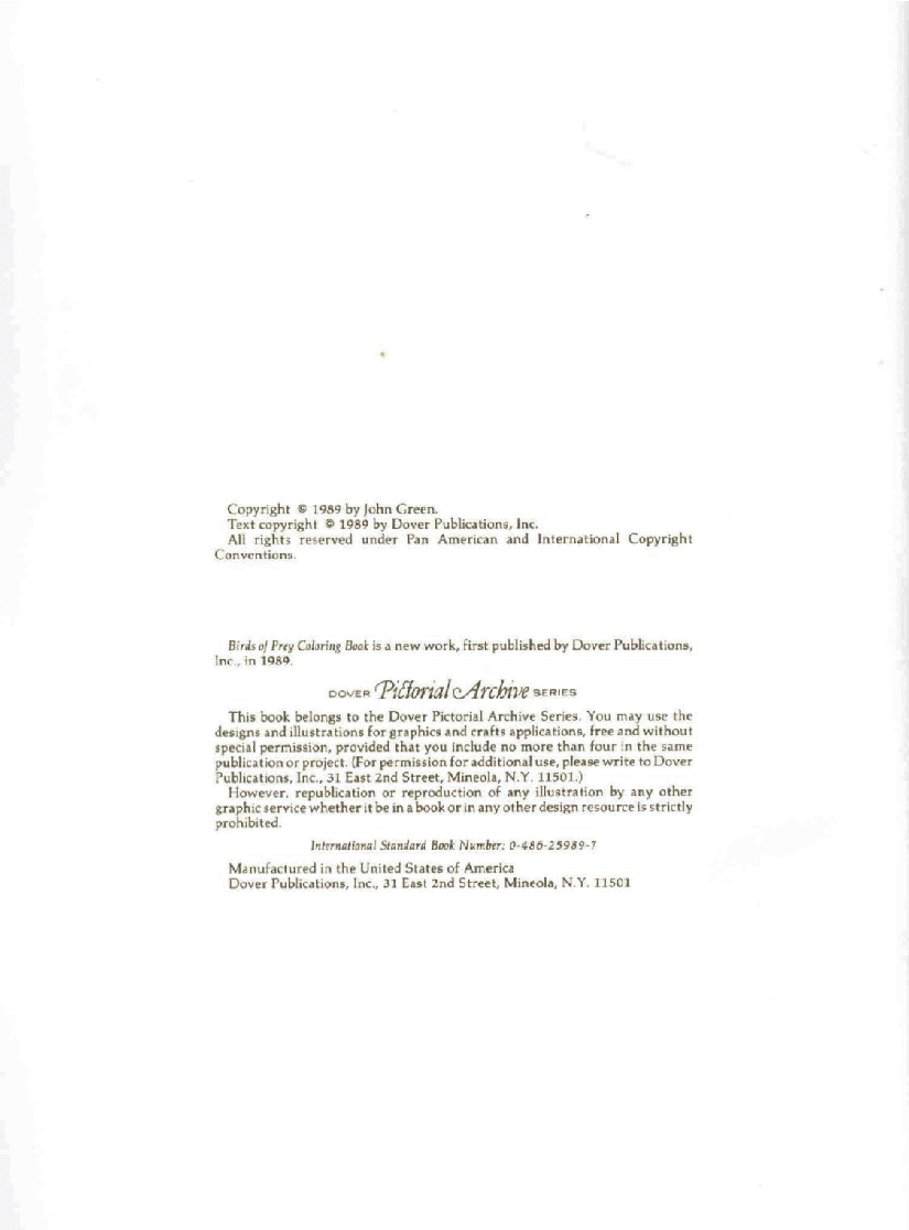 Dover Coloring Book - Birds Of Prey Coloring Book (1989).pdf,第4页预览