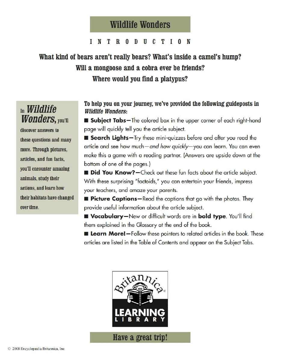 Britannica Learning Library 006 - Wildlife Wonders.pdf,第4页预览