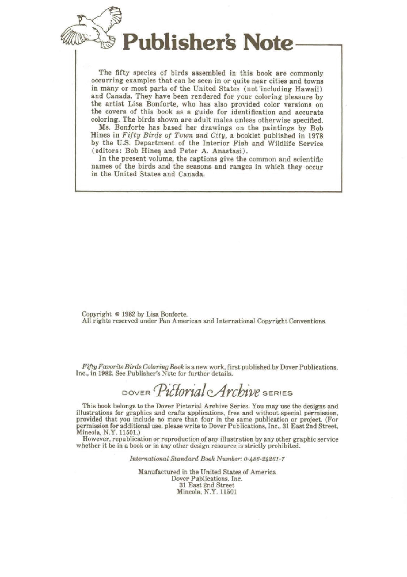Dover Coloring Book - Fifty Favorite Birds Coloring Book (1982).pdf,第4页预览
