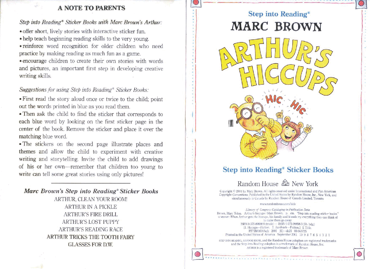 Arthur的step into reading系列—ARTHUR'S HICCUPS.pdf,第2页预览