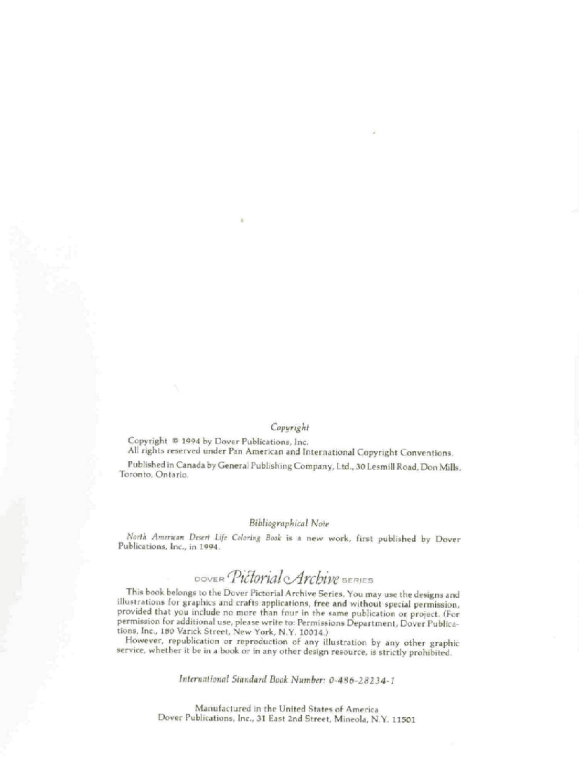 Dover Coloring Book - North American Desert Life Coloring Book (1994).pdf,第4页预览