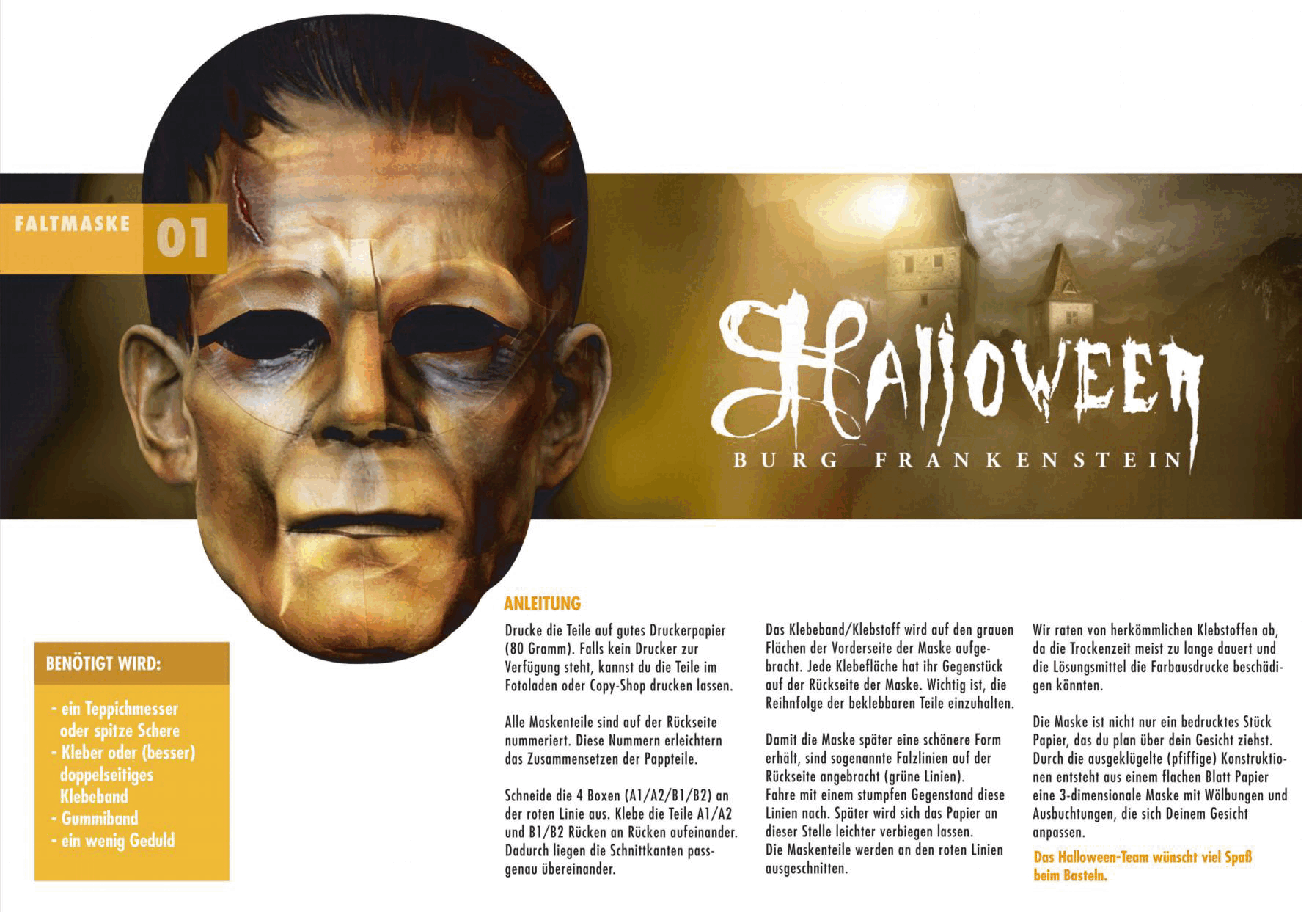Halloween Burgfrankenstein Paper Maske (German).pdf,第1页预览