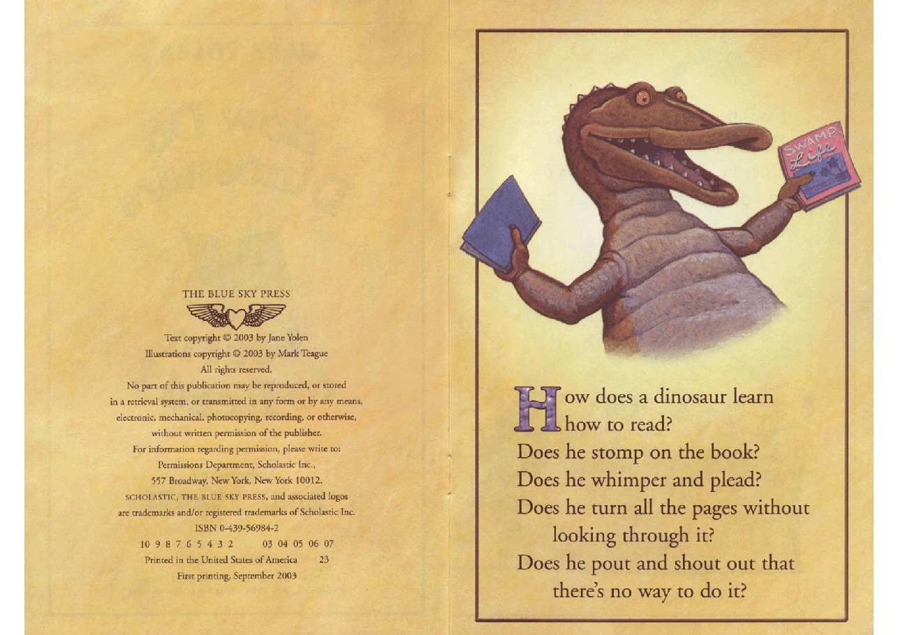 How Do Dinosaurs Learn to Read (2003.Scholastic) (Brainiac).pdf,第3页预览