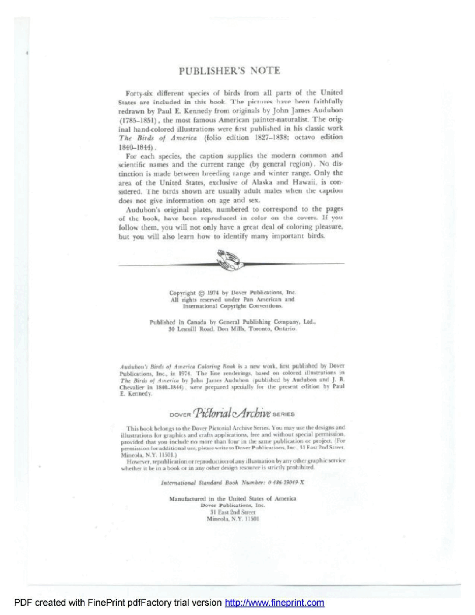 Dover Coloring Book - Audubon's Birds of America Coloring Book (1974) (LQ).pdf,第4页预览