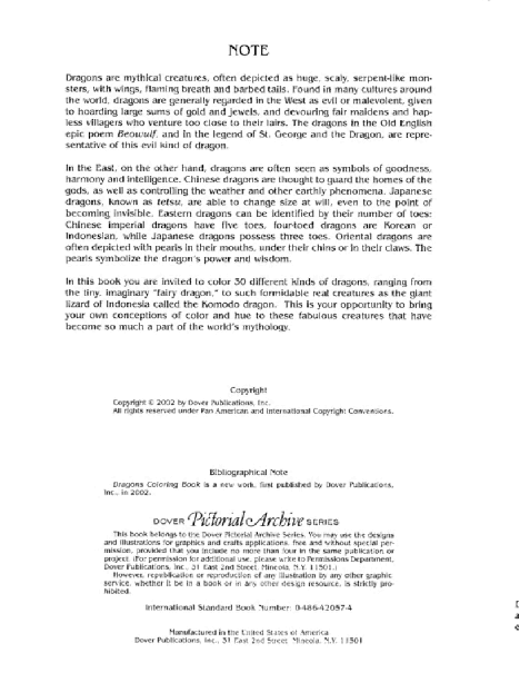 Dover Coloring Book - Dragons Coloring Book (2002) (LQ).pdf,第2页预览