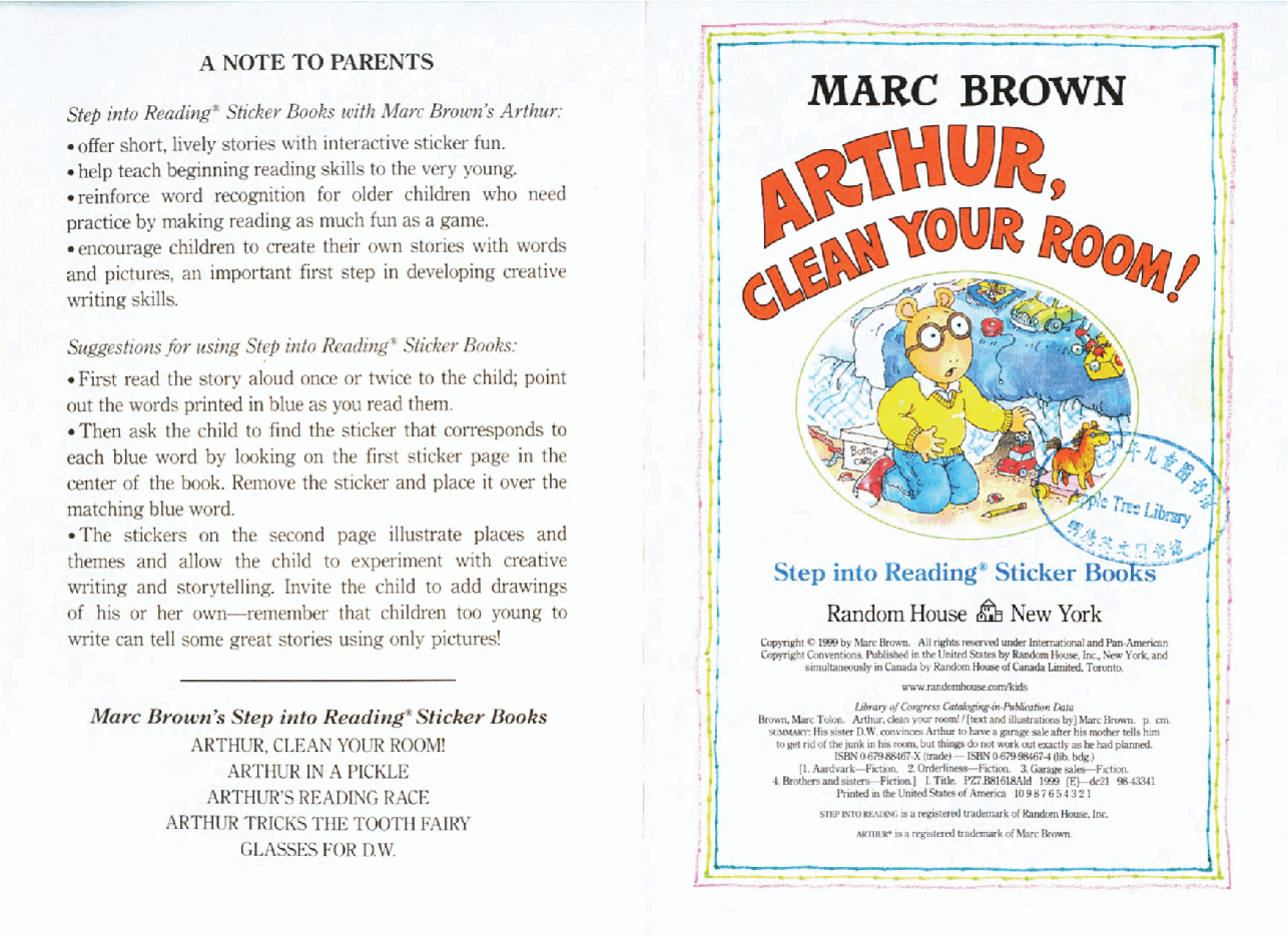 Arthur的step into reading系列—AUTHUR,CLEAN YOUR ROOM.pdf,第2页预览