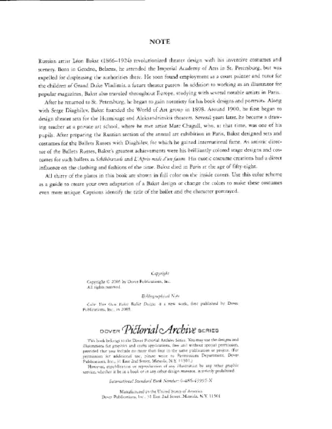 Color Your Own Bakst Ballet Designs (2005.Dover) (LQ).pdf，第2页预览