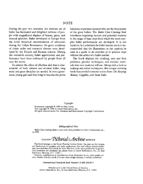Dover Coloring Book - Ballet Classs (1998) (LQ).pdf,第2页预览