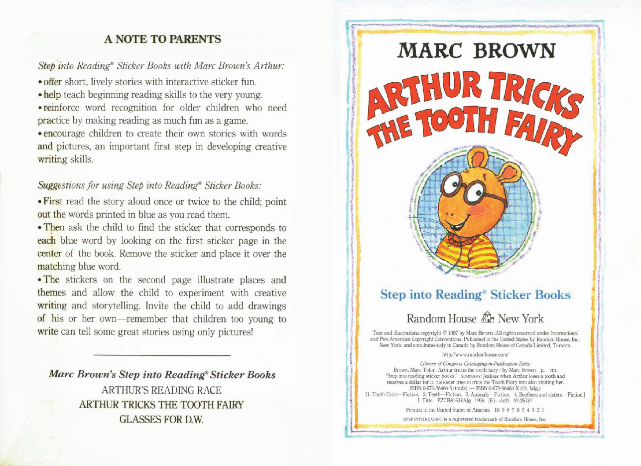 Arthur的step into reading系列—AUTHUR TRICKS THE TOOTH FAIRY.pdf，第2页预览