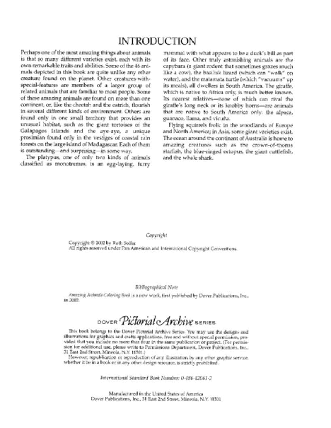 Dover Coloring Book - Amazing Animals (2002) (LQ).pdf,第2页预览