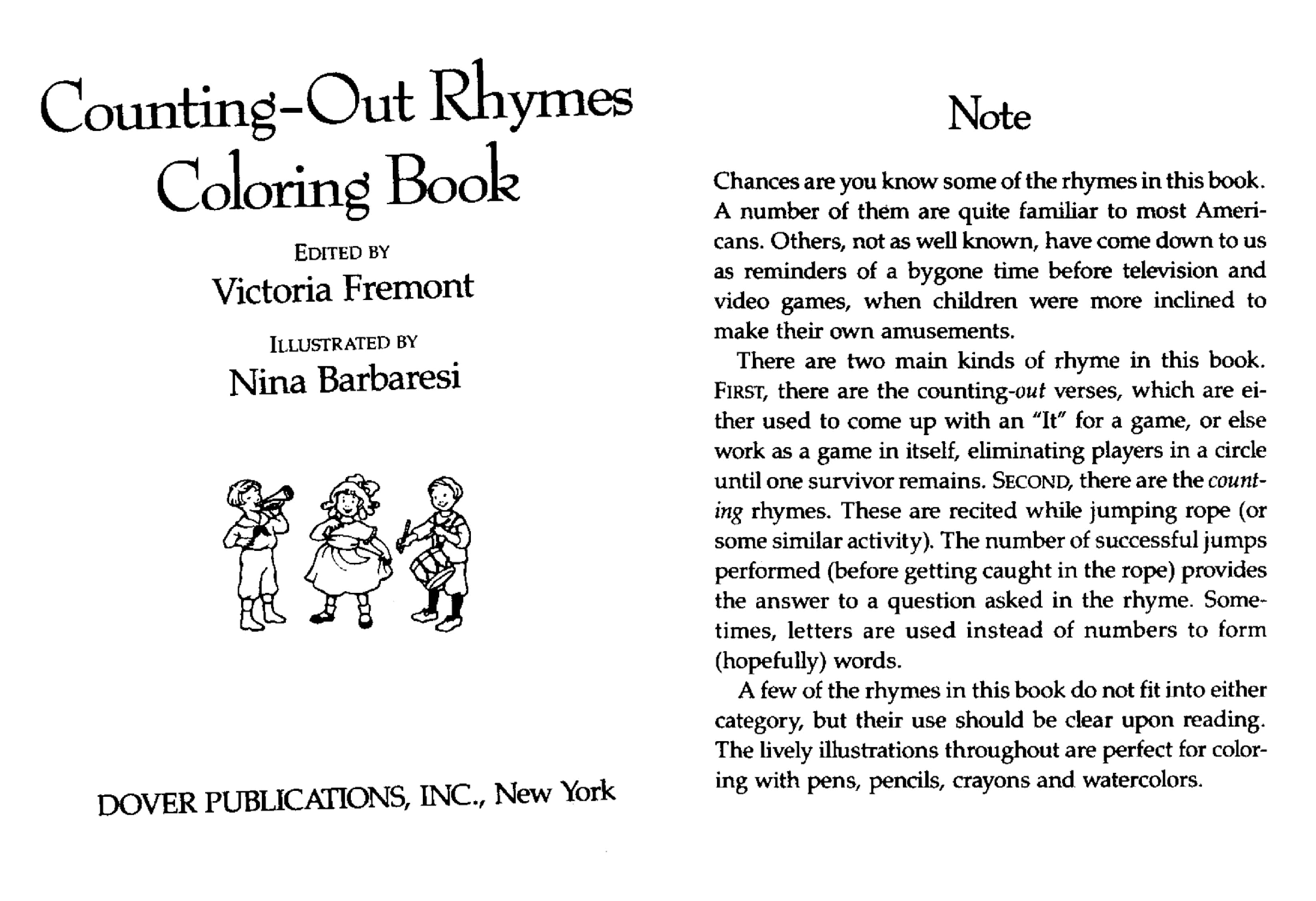 Dover Little Activity Books - Counting-Out Rhymes Coloring Book (LQ).pdf,第2页预览