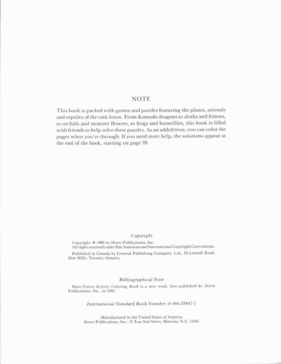 Dover Coloring Book - Rain Forest Activity Book (1995) (LQ).pdf,第2页预览