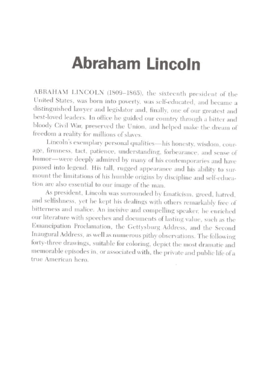 Dover Coloring Book - Abraham Lincoln Coloring Book (LQ).pdf,第2页预览