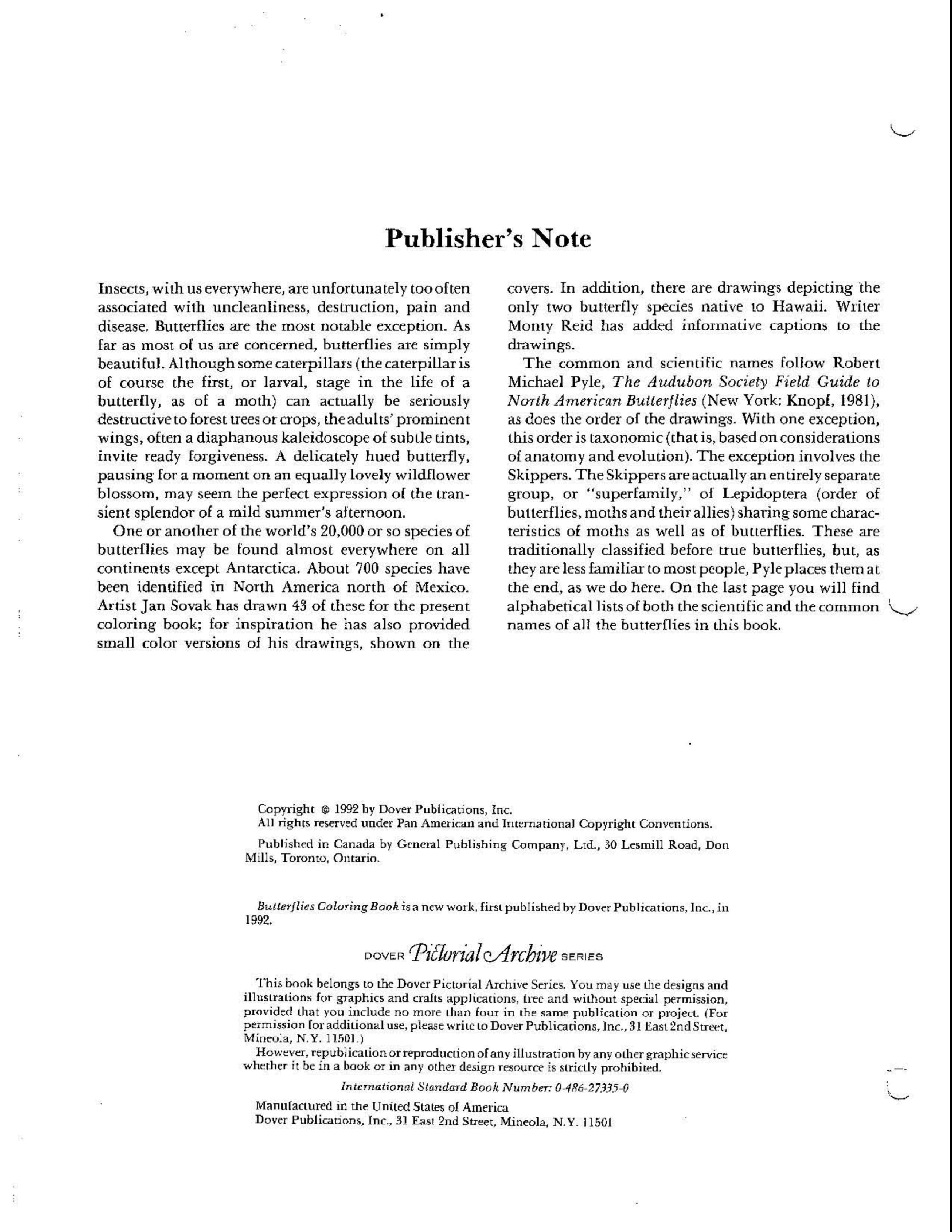 Dover Coloring Book - Butterflies Coloring Book (1992) (LQ).pdf,第3页预览