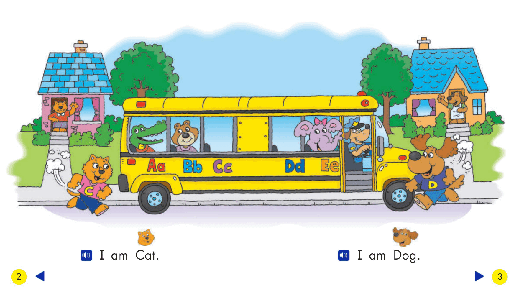 Pearson 0-6岁低幼读物K_OLR_1.1 Cat and Dog Go to School.pdf,第3页预览
