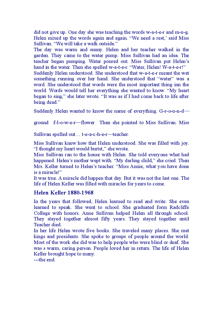 第三级（适合6-9岁儿童）A girl Named Helen Keller 海伦.doc，第3页预览