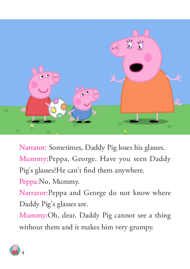 粉红猪小妹第1季52本自制绘本S1-09_Daddy_Loses_his_Glasses.pdf,第4页预览